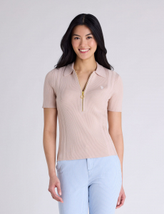 RIB ZIP SWEATER POLO SHIRT