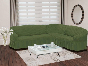Чехол на диван угловой универсальный EVERY (Зеленый)