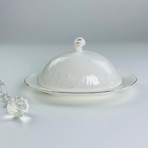 305-082 Масленка  АВРОРА ЗОЛОТО в под.уп.(х18)Фарфор