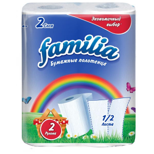 Полотенца бумажные FAMILIA 2 слоя, 2 шт.