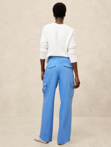 High-Rise Straight Twill Cargo Pant