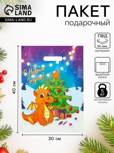 Пакет «С годом Дракончика», полиэтиленовый с вырубной ручкой, 30?40 см, 50 мкм