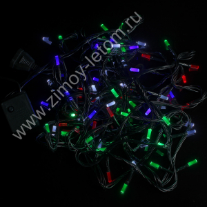 Гирлянда граненый цилиндр 70 LED 8 м зелёный провод цветная