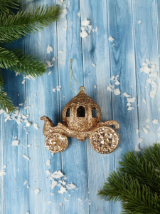 Ёлочная игрушка «Карета» 10?8.5 см, золотистый