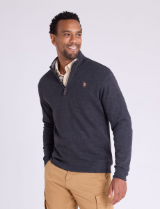 1/4 ZIP MOCK NECK FLATBACK PULLOVER