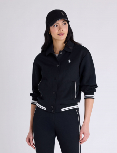 WHITE LABEL COLLAR SNAP BOMBER JACKET