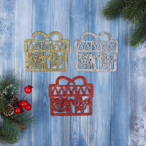 Ёлочные игрушки 3 шт. «Подарок с конфетками» 8?8.5 см, МИКС