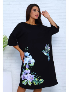 Удлиненная футболка хлопок с принтом Арт. 1092