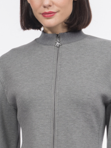 Трикотажное платье на молнии с длинными акцентными рукавами