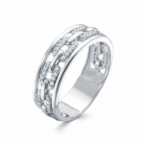 Кольцо с фианитом родированное серебро 925*