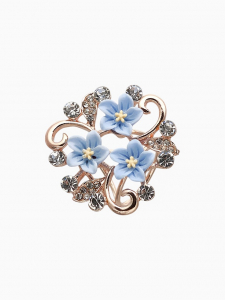Кольцо для платка «Цветы незабудки», голубое в золоте