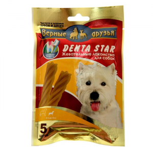 Лакомство DENTA STAR для собак от 4 до 10 кг, звезда крученая, 5 шт., 90 г