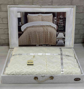 Покрывало EFOR в сундучке ALYA 240*260 с наволочками 2 шт.(50*70) кремовый  (KREM)