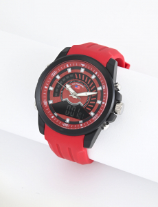 MENS RED STRAP ANADIGI WATCH