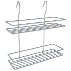 Полка на рейлинг 20х10х27см, 2-х ярусная, прямая, высокая, оцинкованная, окраска 