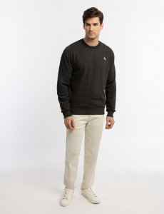 SOLID PEACHED FLEECE CREW NECK PULLOVER