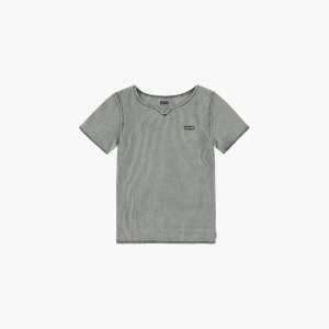 Waffle Notch Neck Top Big Girls 7-16