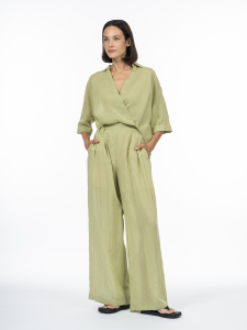 Брюки цвета лайма в тонкую полоску