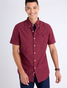 TEXTURED YARN DYE STRIPE SHORT SLEEVE SHIRT