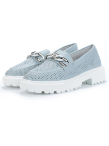 03-PDD153-2 GRAY/BLUE Полуботинки женские (натуральная кожа)