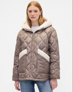 100% Recycled Relaxed Sherpa-Trim Jacket