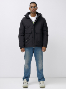 Куртка спортивная мужская зимняя большого размера  черного цвета 632Ch