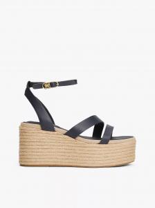 Leather-Strap Platform Espadrille