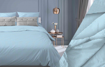 Ткань Клеточка бирюзовый Бязь 150 см