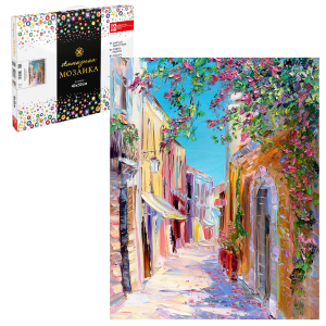 Алмазная  мозаика (набор для творчества), СОЛНЕЧНАЯ УЛОЧКА, 40*50 см, 24 цветов страз, картонная коробка с ручкой