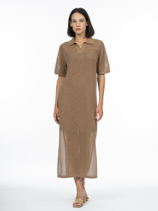 Платье-поло, связанное сеткой