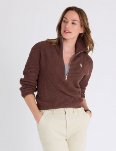 1/4 ZIP RIB SWEATER