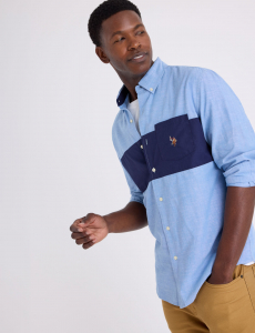 LONG SLEEVE MULTICOLOR LOGO CHAMBRAY SHIRT