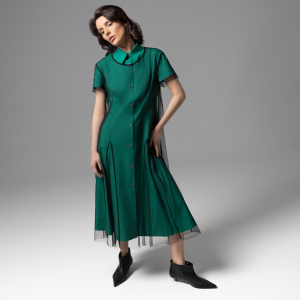 Платье-рубашка с накидкой из сетки, Стильное самообладание (2 в 1)