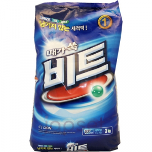 CJ Lion Beat Стиральный порошок, для стиральных машин активаторного типа и ручной стирки (мягкая упаковка), 3 кг