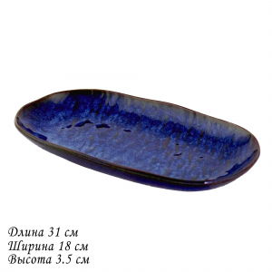 133-303 Овальное блюдо 31х18,5х3,5см AQUAMARINE в под.уп.(х24)Фарфор