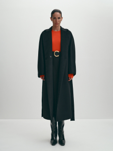 Длинное демисезонное шерстяное пальто