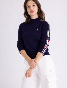 SIGNATURE STRIPE RAGLAN MOCK NECK SWEATER