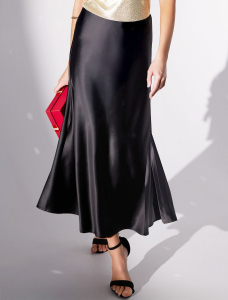 Юбка миди с разрезом из струящегося плотного сатина