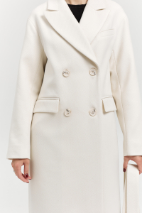 Пальто женское демисезонное 26102 (молочный/рубчик)