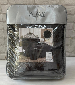 КПБ AKAY SATIN SIYAH с одеялом черный евро