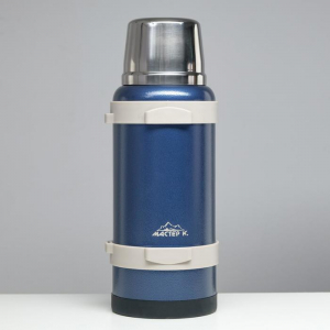 Термос Мастер К Volume, 3.2 л, с ситечком, с двумя кружками, сохраняет тепло 72 ч, нержавеющая сталь, синий