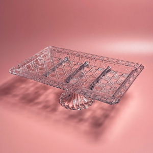 588-694 Прямоугольная менажница 37,2х22,5х12,5см на ножке в под.уп.(х6)Стекло