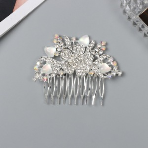 Гребень для волос QF «Джуди», цветок, 8?6 см, серебро