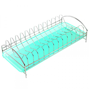 Сушилка проволочная для посуды хромированная настольная одноярусная 39х18,5х11см, с поддоном (Китай)