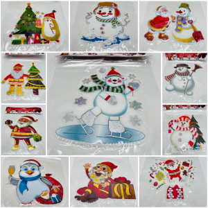 Наклейки новогодние для окон - Снеговик 15х16 см 12 шт в уп (арт. Z6188-4)