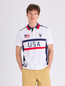 COLORBLOCK AMERICANA APPLIQUE PIQUE POLO SHIRT