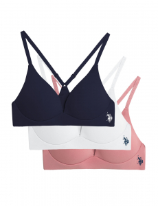 3PK ASSORTED WIRE FREE BRAS WITH ADJUSTABLE STRAPS