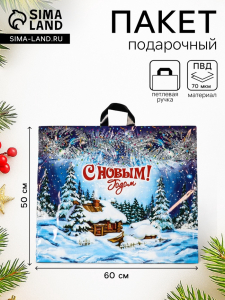 Пакет новогодний «Хуторок», полиэтиленовый с петлевой ручкой, 60?50 см