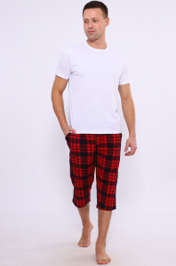 Шорты-бермуды мужские (клетка красная)