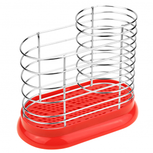 Подставка хромированная для столовых приборов, с пластмассовой подставкой 16х8х14,5см (Китай)